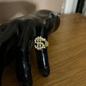 😄Stainless steel bling ring 7 money sign
